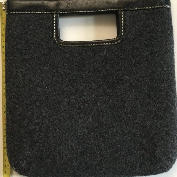 Banana Republic Cluth purse tote bag Gray wool leather excellent condition - Picture 3 of 4